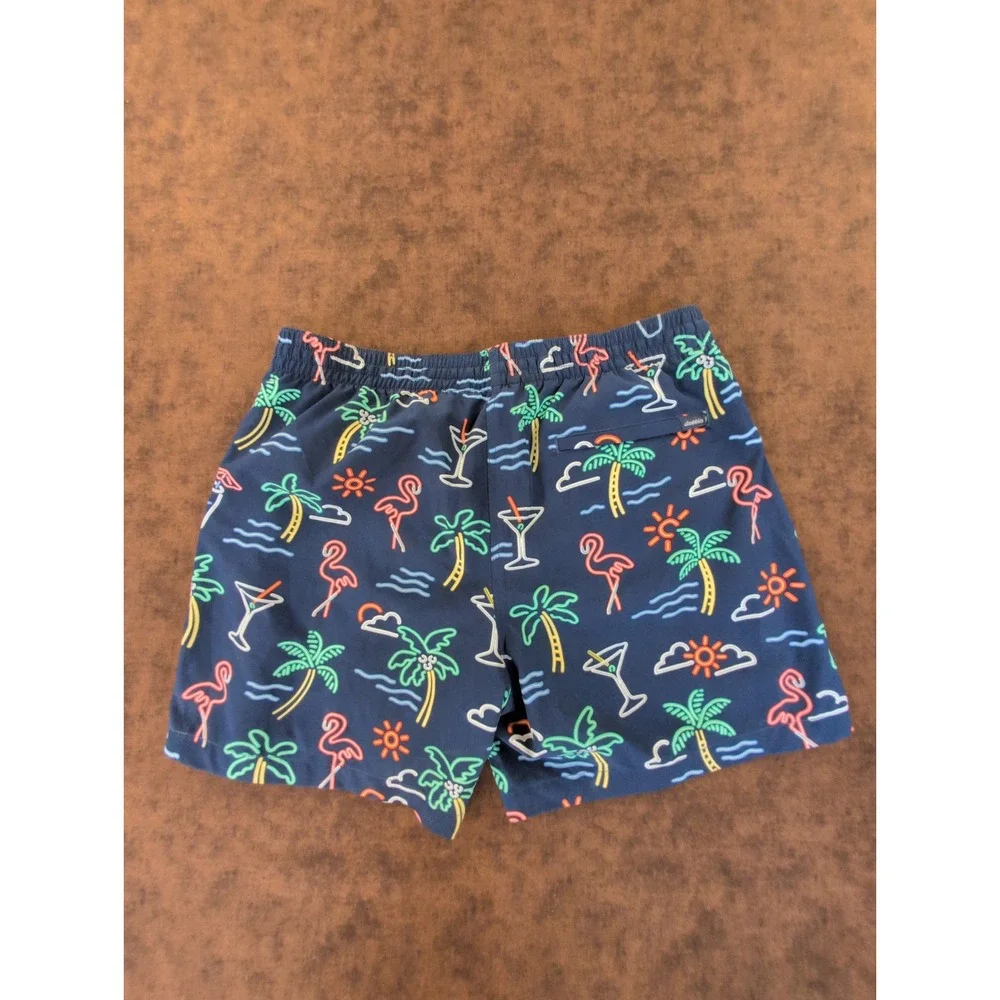 Chubbies Mens Neon Flamingo Palm Tree Swim Trunks Navy Blue XL 5.5 Inseam